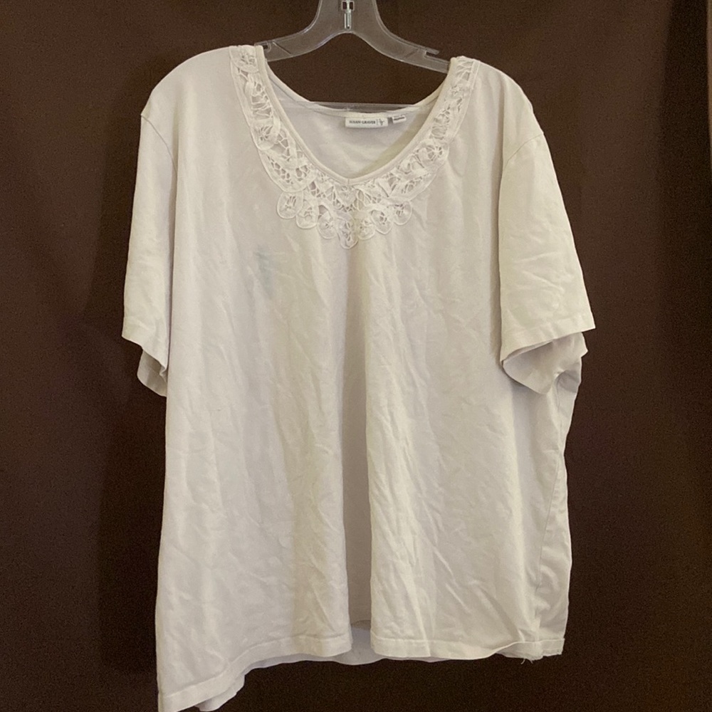 3x Womens White Tee with Neckline Design